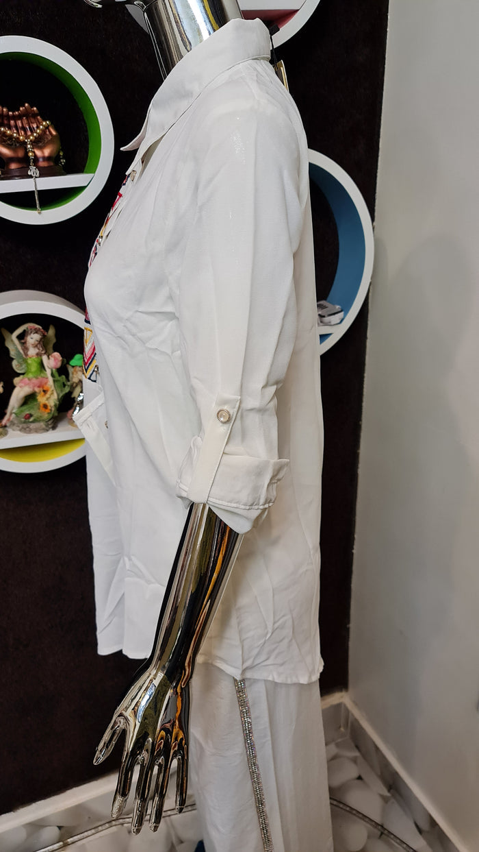 White Embroidery casual shirt - Maha fashions -  Shirts