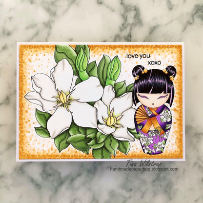 White Gardenia Digital Stamp - Alex Syberia Designs