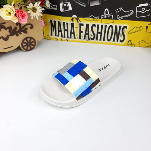 White Multi Puzzle Slides - Maha fashions -
