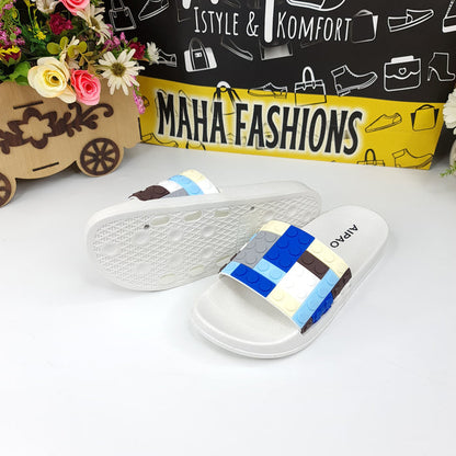 White Multi Puzzle Slides - Maha fashions -