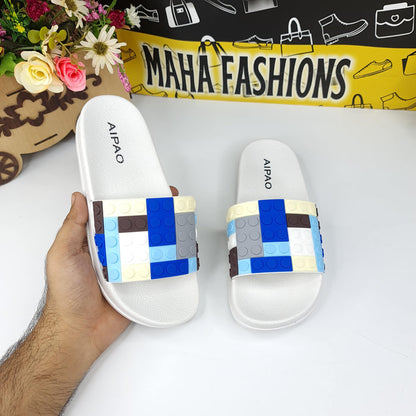 White Multi Puzzle Slides - Maha fashions -