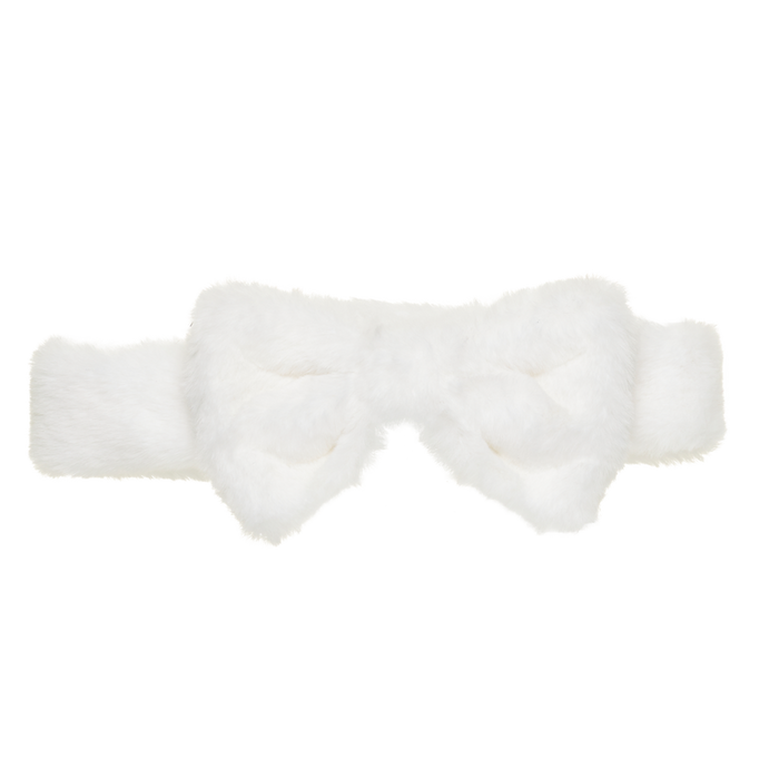 White Plush Bow Headwrap
