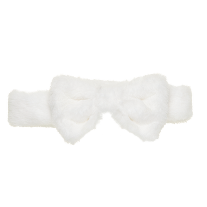 White Plush Bow Headwrap