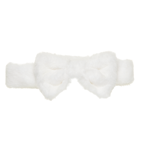 White Plush Bow Headwrap