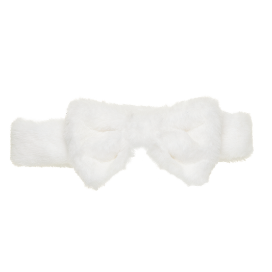 White Plush Bow Headwrap