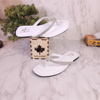 White Slipper in Flat - Maha fashions -  woman footwear