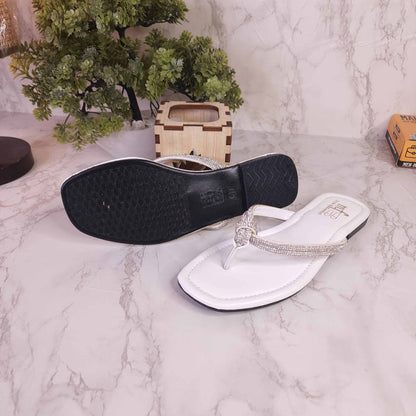 White Slipper in Flat - Maha fashions -  woman footwear
