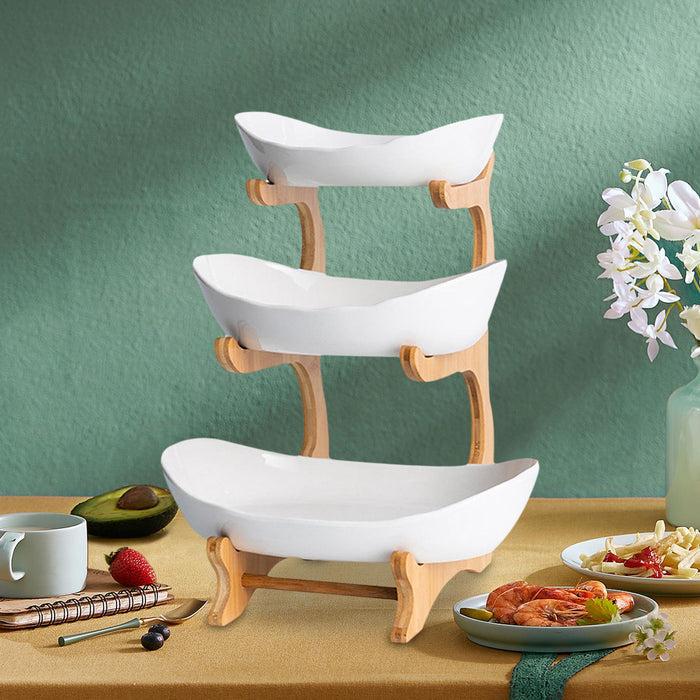 White Three Layers Plastic Serving Dish - Maha fashions -  House Holds