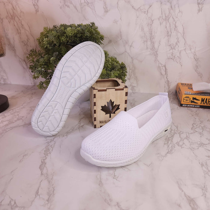 White Women Slip On Sneakers Wide Width Comfort Walking Shoes Casual Flat - Maha fashions -  woman footwear