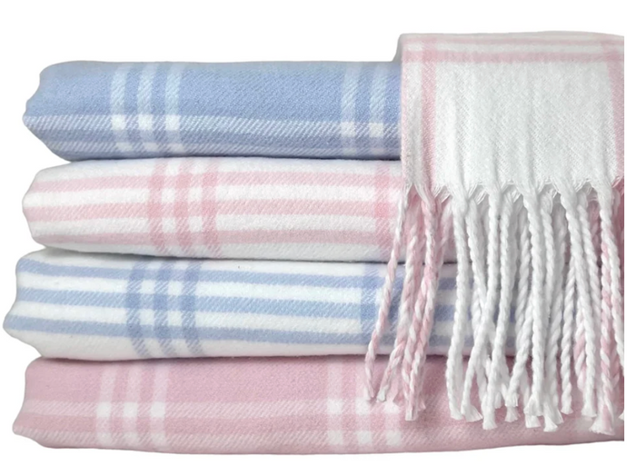 Window Pane Check Flannel with Fringe Children's Blanket