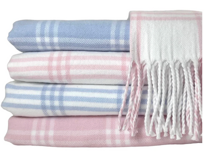 Window Pane Check Flannel with Fringe Children's Blanket