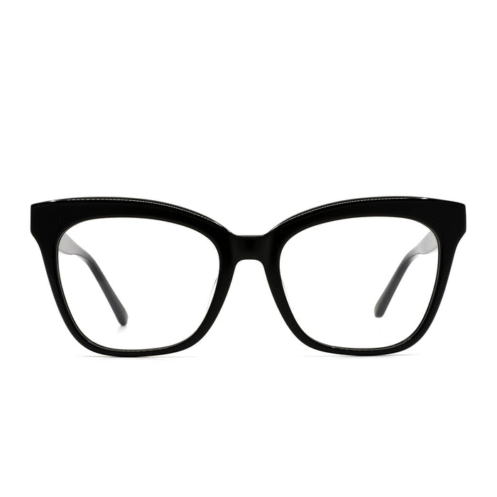 diff eyewear winston cat eye glasses with a black acetate frame and prescription lenses front view