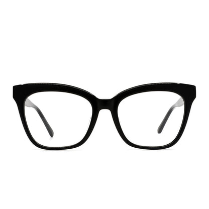 diff eyewear winston cat eye glasses with a black acetate frame and prescription lenses front view