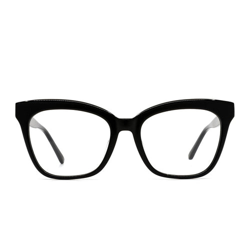 diff eyewear winston cat eye glasses with a black acetate frame and prescription lenses front view