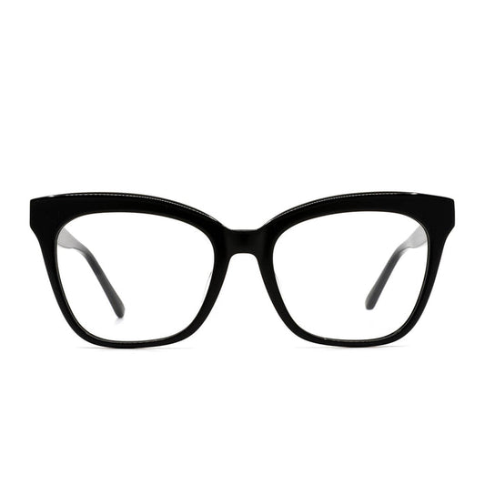 diff eyewear winston cat eye glasses with a black acetate frame and prescription lenses front view
