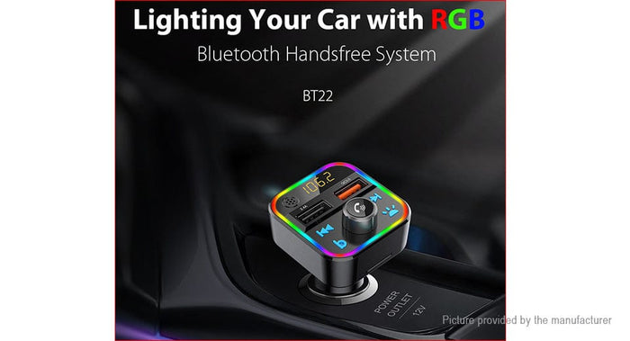 Wireless Music Stream Car Charger Bluetooth FM Transmitter with RGB Dancing light. This device releases stream music and call directly from your Bluetooth device to your car’s FM stereo system-NP-9951QUBTL Hannah's Variety Store