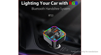 Wireless Music Stream Car Charger Bluetooth FM Transmitter with RGB Dancing light. This device releases stream music and call directly from your Bluetooth device to your car’s FM stereo system-NP-9951QUBTL Hannah's Variety Store