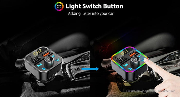 Wireless Music Stream Car Charger Bluetooth FM Transmitter with RGB Dancing light. This device releases stream music and call directly from your Bluetooth device to your car’s FM stereo system-NP-9951QUBTL Hannah's Variety Store