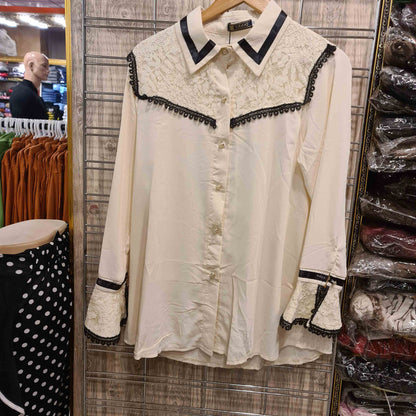 Women Collar Contrast tops - Maha fashions -  Women Tops