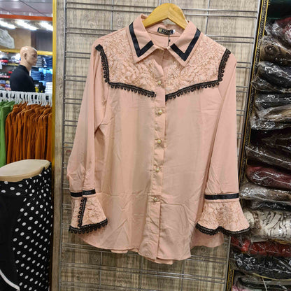 Women Collar Contrast tops - Maha fashions -  Women Tops