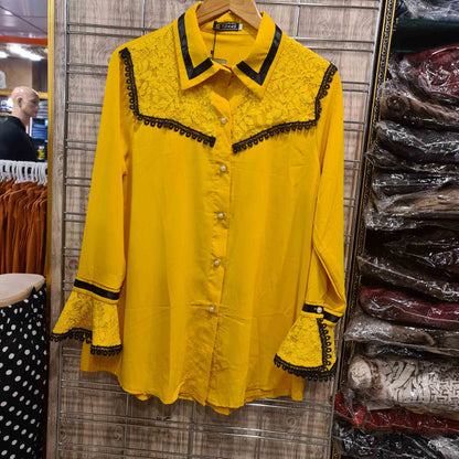 Women Collar Contrast tops - Maha fashions -  Women Tops