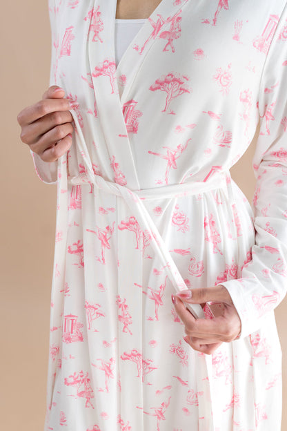 Waist tie on the Women's Lounge Robe in Toile Ballet