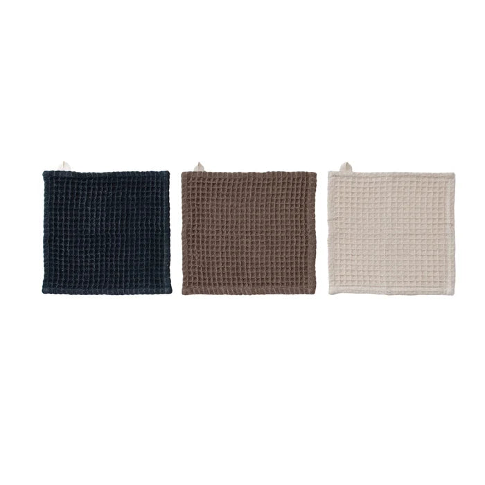 Wood Serving Board with 3 Waffle Weave Dish Cloths Set