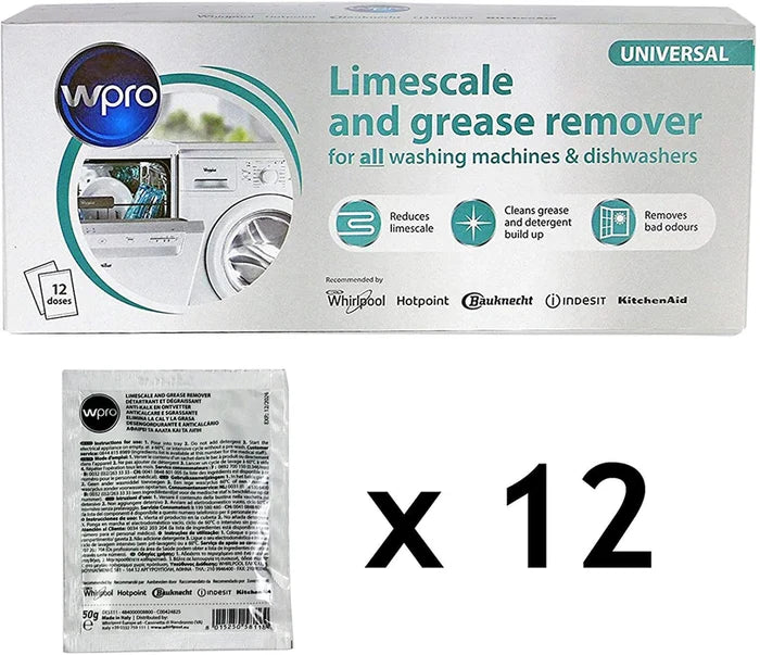WPRO Limescale And Grease Remover / Descaler  Washing Machine and Dishwasher (Pack Of 12) DES121 |  C00424828