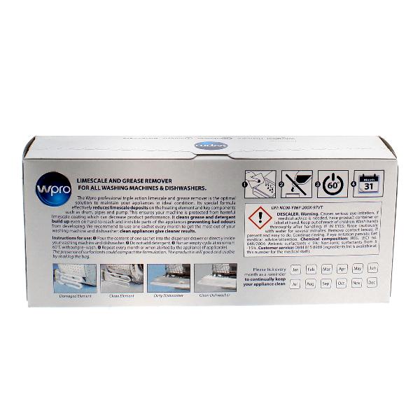 WPRO Limescale And Grease Remover / Descaler  Washing Machine and Dishwasher (Pack Of 12) DES121 |  C00424828