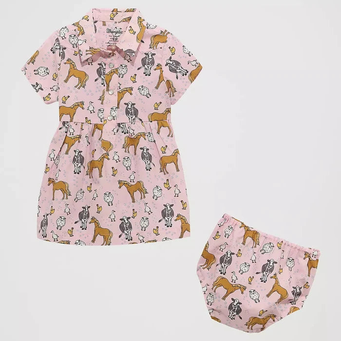 Wrangler Baby & Toddler Girl's Printed Western Snap Dress in Pink Horses