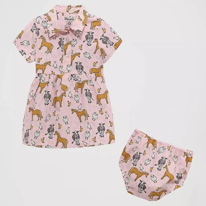 Wrangler Baby & Toddler Girl's Printed Western Snap Dress in Pink Horses