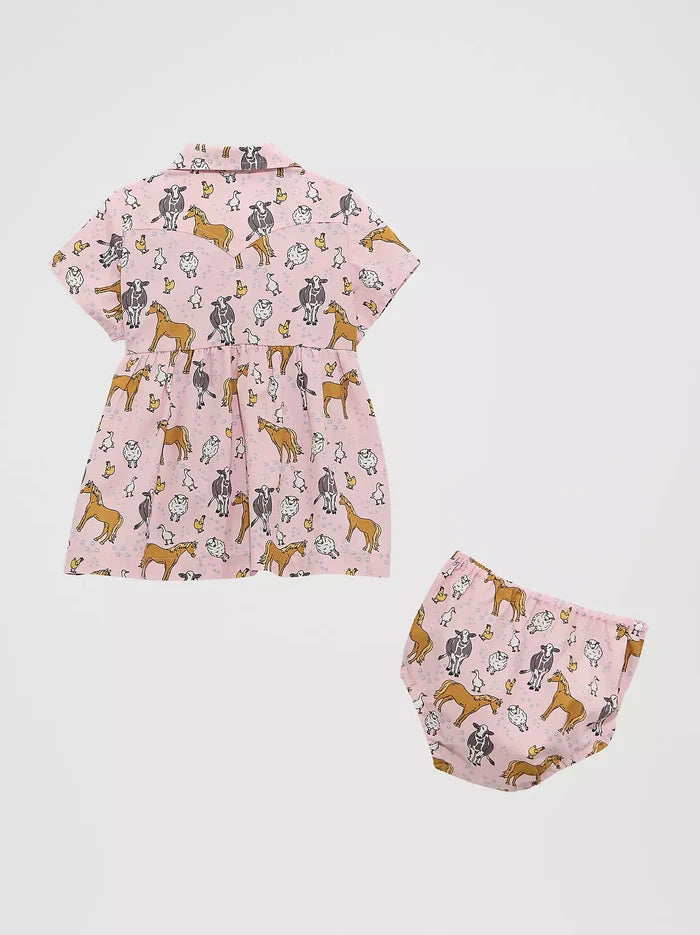 Wrangler Baby & Toddler Girl's Printed Western Snap Dress in Pink Horses