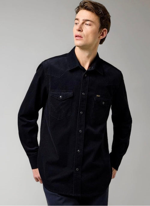 Wrangler Black Corduroy Western Shirt