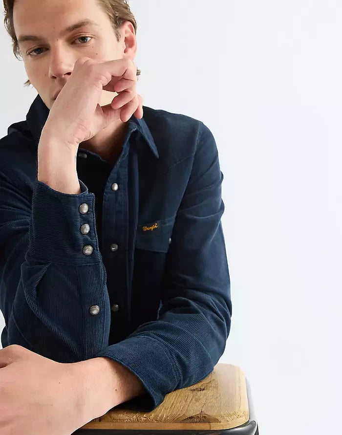 Wrangler Navy Corduroy Western Shirt