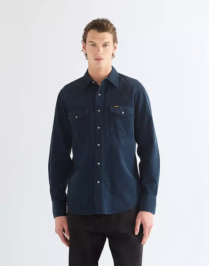 Wrangler Navy Corduroy Western Shirt