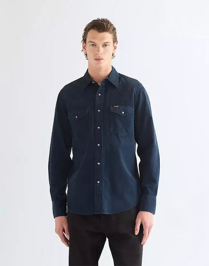 Wrangler Navy Corduroy Western Shirt