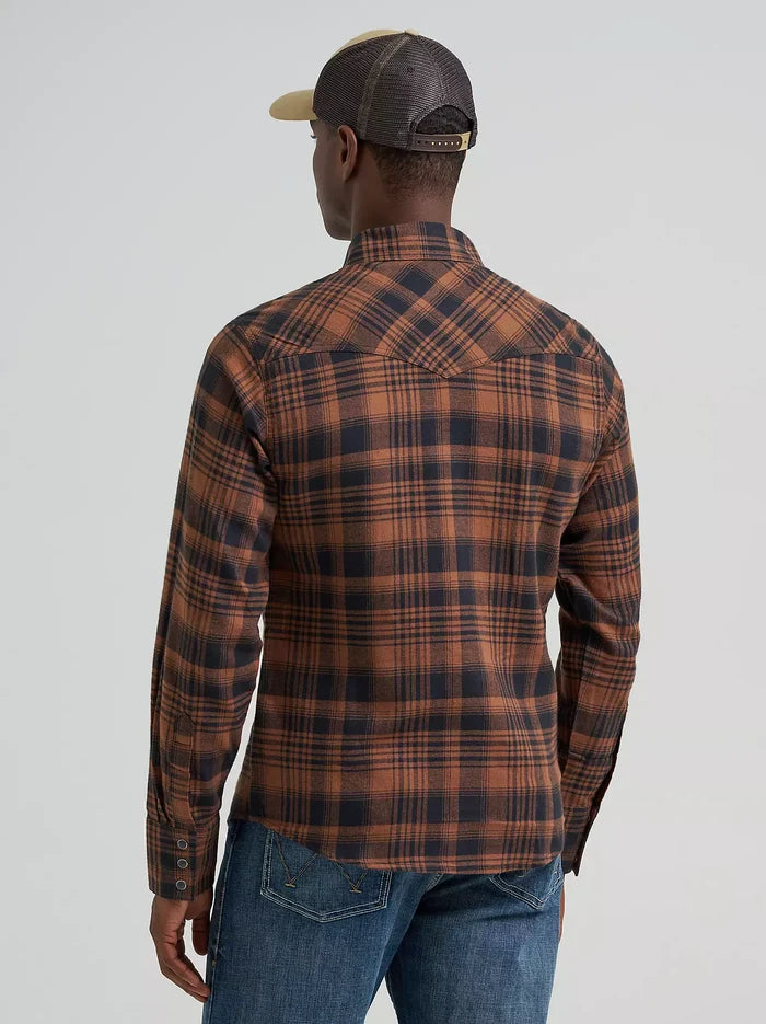 Wrangler Retro Men's L/S Flannel Western Snap Shirt in Sable