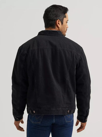 Wrangler Retro Men's Sherpa Lined Denim Jacket in Caviar