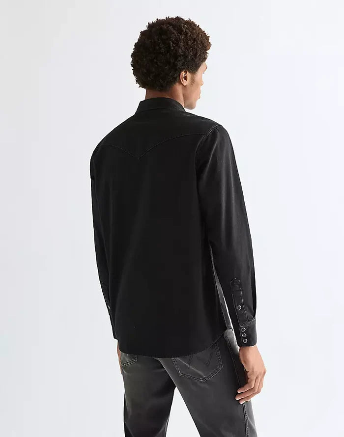 Wrangler Rinse Black Denim Western Shirt