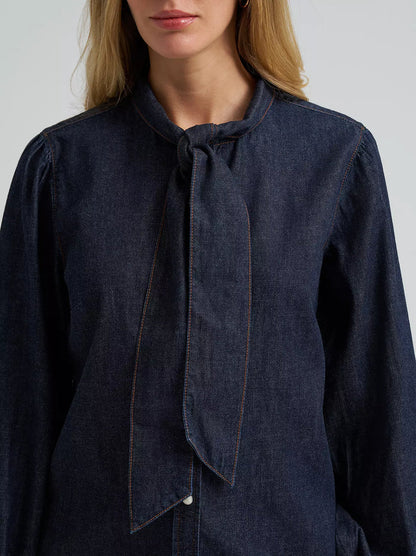 Wrangler Women's Denim Bow Snap Shirt in Denim