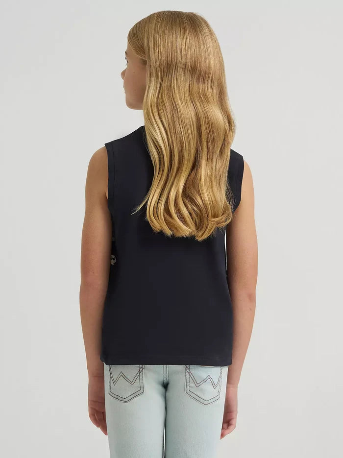 Wrangler x Lainey Wilson Girl's Cowboy Tank in Black
