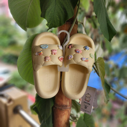 Yellow Adorable embellishments Sliders - Maha fashions -  Women Footwear