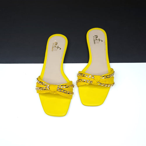 Yellow Chain Slippers - Maha fashions -