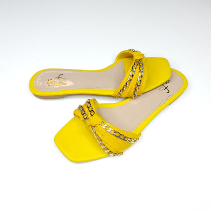 Yellow Chain Slippers - Maha fashions -