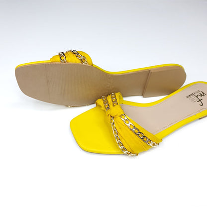Yellow Chain Slippers - Maha fashions -