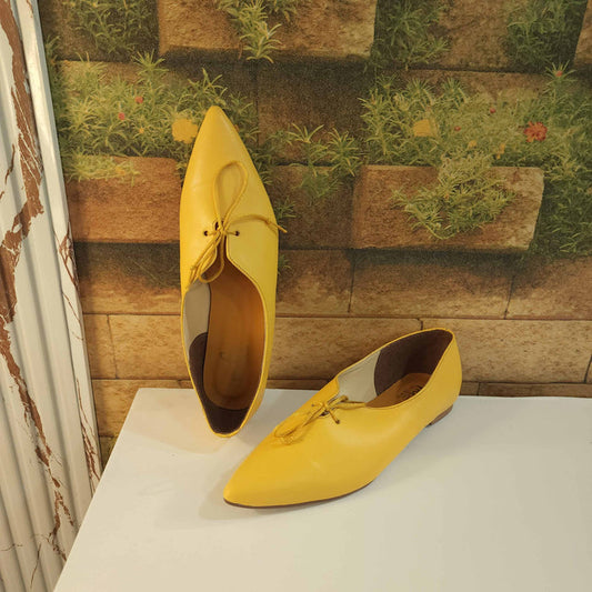 Yellow Pointed Pumps in Flat - Maha fashions -  Women Footwear
