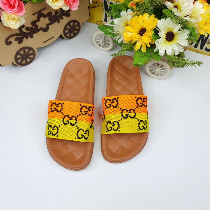 Yellow/Orange Casual Slides - Maha fashions -