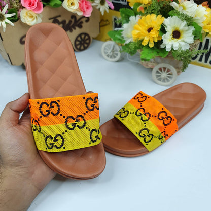 Yellow/Orange Casual Slides - Maha fashions -