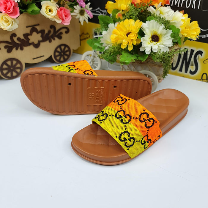 Yellow/Orange Casual Slides - Maha fashions -
