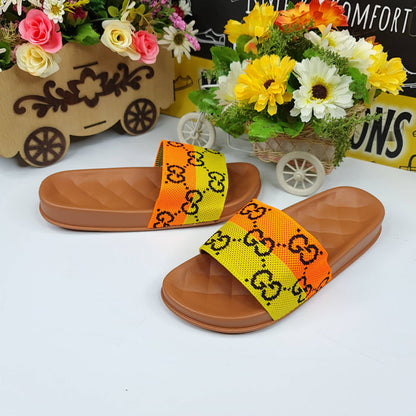 Yellow/Orange Casual Slides - Maha fashions -